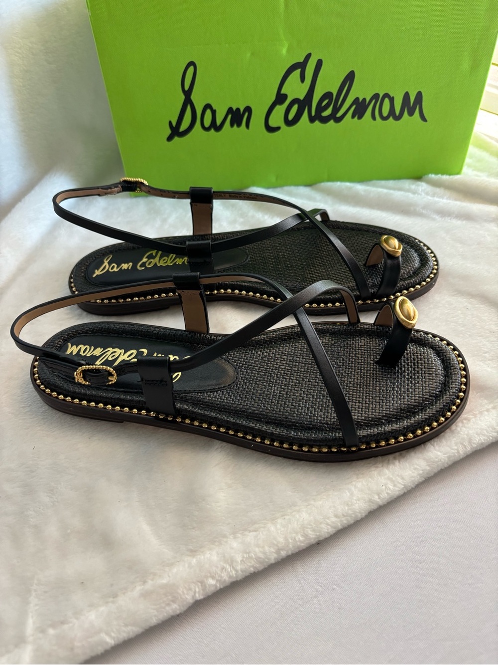 Sam Edelman Tenly Leather Strappy Sandal, Mismatched Pair, Black Size 9 & 9.5 - Picture 2 of 15